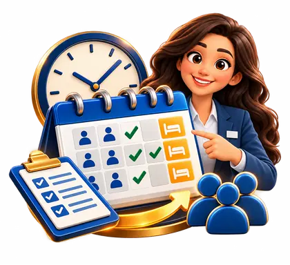 Profissional organizando a jornada 5x2 com calendário e checklist